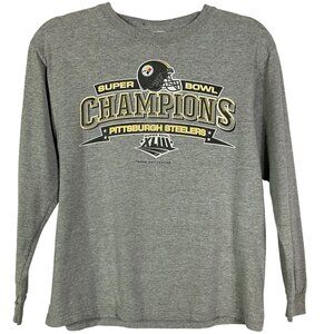 Pittsburgh Steelers Super Bowl XL Champions Long Sleeve T-Shirt Youth XL Gray